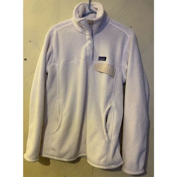 Patagonia Re-Tool Snap-T Polartec Fleece Pullover Ivory Women’s Sz L - Picture 6 of 10